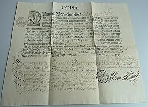 Bild des Verkufers fr Geburtsbrief BERLIN 1796 fr Lode (Copia); Signatur GFM Wichard von MLLENDORFF zum Verkauf von Versandantiquariat tucholsklavier