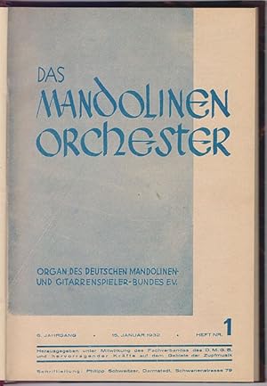 Seller image for Das Madolinen-Orchester. Organ des detuschen Madolinen- und Gitarrenspieler-Bundes e.V., 6. Jahrgang 1932, Heft 1-12 (alles) in 1 Band. for sale by Antiquariat Dwal