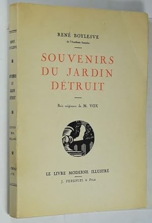 Imagen del vendedor de Souvenirs du Jardin dtruit. Roman indit. Bois originaux de Maximilien Vox. (dition originale). a la venta por Librairie Ancienne Richard (SLAM-ILAB)