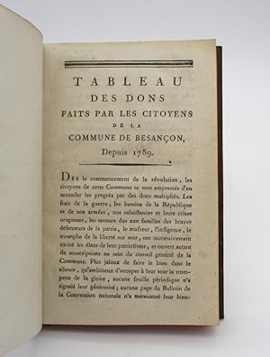 Tableau des dons faits par les citoyens de la commune de Besançon, depuis 1789