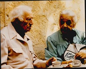 Image du vendeur pour Original photographs of Marc Chagall and his wife Vava at the Caf de la Place, Saint Paul De Vence in 1982. Signed by Chagall. mis en vente par Wittenborn Art Books