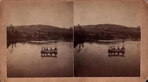 View of boat on a lake. (Stereograph).