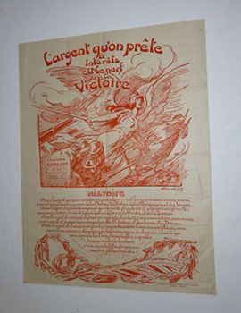 L'argent qu'on prête á intérêts est le nerf de la victoire. First edition of the WWI lithograph.