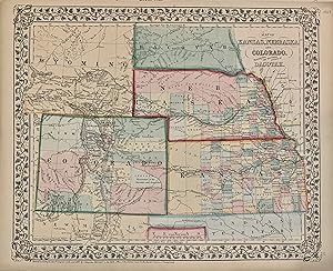 Map of Kansas, Nebraska and Colorado. Showing also the Southern Portion of the Dacotah