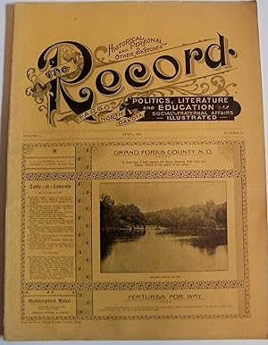 Imagen del vendedor de The Record: Vol 1, # 10, April, 1896: North Dakota History featuring Grand Forks County, North Dakota: Scarce a la venta por The Book Shelf