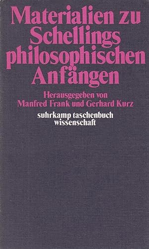 Bild des Verkufers fr Materialien zu Schellungs philosophischen Anfngen zum Verkauf von Leipziger Antiquariat