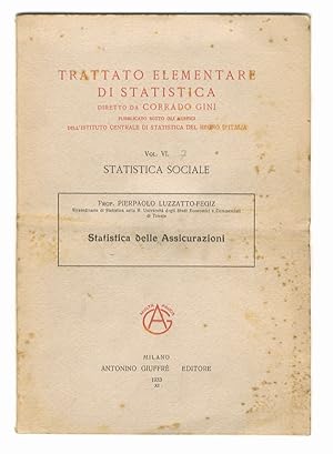 Bild des Verkufers fr Statistica delle Assicurazioni. zum Verkauf von Libreria Oreste Gozzini snc