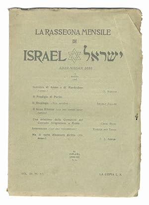 RASSEGNA (LA) mensile di Israel. Adar-Nissan 5688. 15 marzo 1928. Vol. III, N. 6-7.