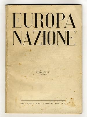 EUROPA Nazione. Rivista mensile - Filippo Anfuso direttore. Anno I. N. 1. Roma, gennaio 1951.