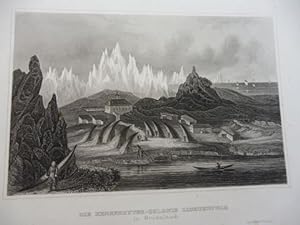 ORIGINAL- STAHLSTICH : Die HERRENHUTER-COLONIE LICHTENFELS in Grönland *.