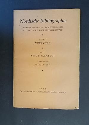Bild des Verkufers fr Nordische Bibliographie 1. Reihe 3. Heft Knut Hamsun zum Verkauf von Antiquariat Strter