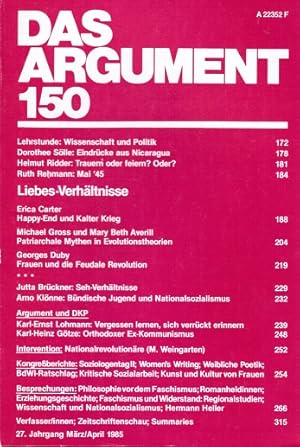 Das Argument. Zeitschrift für Philosophie und Sozialwissenschaften. Nr. 150 (27. Jahrgang. März/A...