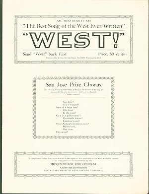 'West!' 'The Best Song of the West Ever Written' (sheet music)