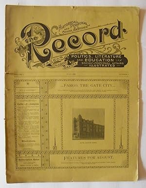 Imagen del vendedor de The Record: Vol 2, # 1, July, 1896: North Dakota History featuring Fargo, The Gate City: Scarce a la venta por The Book Shelf