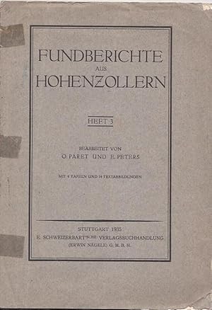 Imagen del vendedor de Fundberichte aus Hohenzollern. Heft 3, (1935). Anhang II der Fundberichte aus Schwaben N.F. VIII. a la venta por Antiquariat Carl Wegner