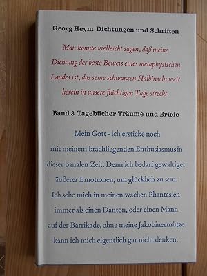 Image du vendeur pour Heym, Georg: Dichtungen und Schriften; Bd. 3., Tagebcher, Trume, Briefe. mis en vente par Antiquariat Rohde