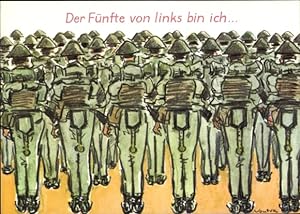 Künstler Ansichtskarte / Postkarte Vontra, Gerhard, Der Fünfte von links bin ich, NVA Soldaten, A...