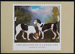 Seller image for George Stubbs Artist Two Dogs In A Landscape Royal Mail Postcard for sale by Postcard Anoraks