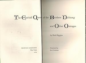 Bild des Verkufers fr The Epickall Quest of the Brothers Dichtung and Other Outrages zum Verkauf von UHR Books