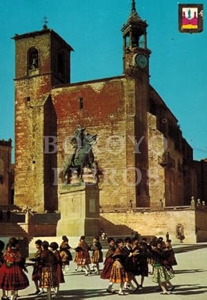 Tarjeta Postal. Escudo de Oro. Nº 1. Trujillo (Cáceres). Iglesia de San Martín y Estatua de Franc...