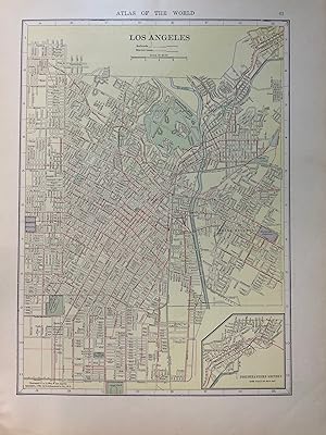 Map of Los Angeles from 1910 Hammond Atlas of the World