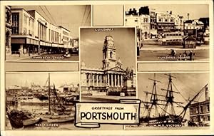 Image du vendeur pour Ansichtskarte / Postkarte Portsmouth Hampshire England, Commercial Road, Guildhall, Guildhall Square, H.M.S. Victory mis en vente par akpool GmbH