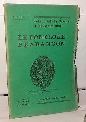 Immagine del venditore per Le Folklore Brabanon N99-100 17e anne - Dcembre 1937 ; Fvrier 1938 venduto da Librairie Albert-Etienne