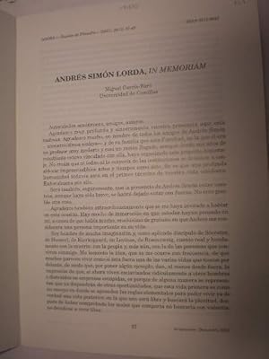 Imagen del vendedor de Andrs Simn Lorda, in memoriam a la venta por Librera Antonio Azorn