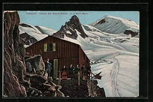 Carte postale Chamonix, Cabane des Grands Mulets et le Mont Blanc