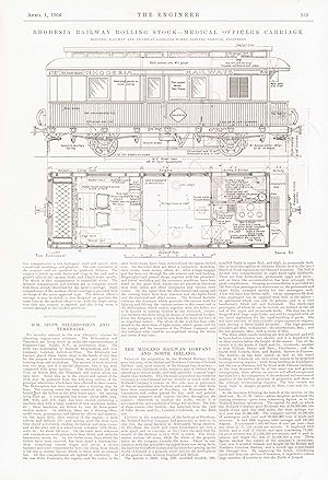 Seller image for 1904 Antique Print RHODESIA RAILWAY Medical Officers Carriage (TE-JJ-91) for sale by Antique Paper Company