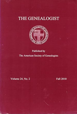Bild des Verkufers fr The Genealogist Volume 24, No. 2 Fall 2010 zum Verkauf von Kenneth Mallory Bookseller ABAA