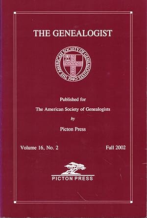 Bild des Verkufers fr The Genealogist Volume 16, No. 2 Fall 2002 zum Verkauf von Kenneth Mallory Bookseller ABAA