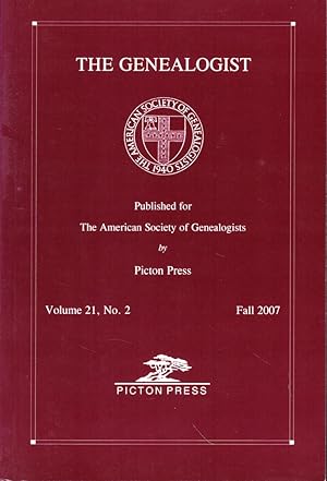 Bild des Verkufers fr The Genealogist Volume 21, No. 2 Fall 2007 zum Verkauf von Kenneth Mallory Bookseller ABAA