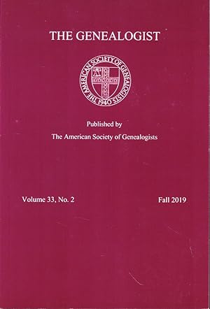 Bild des Verkufers fr The Genealogist Volume 33, No. 2 Fall 2019 zum Verkauf von Kenneth Mallory Bookseller ABAA