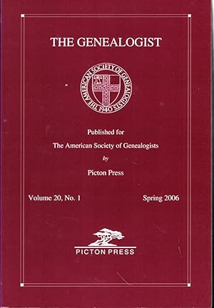 Bild des Verkufers fr The Genealogist Volume 20, No. 1 Spring 2006 zum Verkauf von Kenneth Mallory Bookseller ABAA