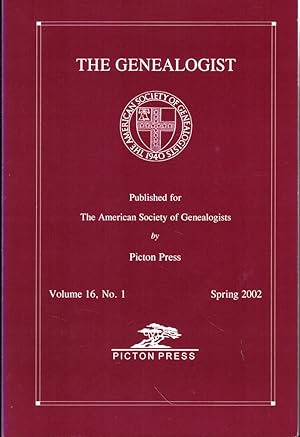 Bild des Verkufers fr The Genealogist Volume 16, No. 1 Spring 2002 zum Verkauf von Kenneth Mallory Bookseller ABAA