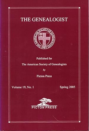 Bild des Verkufers fr The Genealogist Volume 19, No. 1 Spring 2005 zum Verkauf von Kenneth Mallory Bookseller ABAA