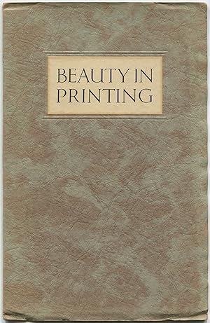 Bild des Verkufers fr Beauty in Printing: An Address zum Verkauf von Between the Covers-Rare Books, Inc. ABAA