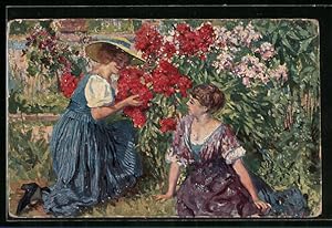 Künstler-Ansichtskarte Erpaco-Kunstverlag Nr. 564: Junge Damen im Garten