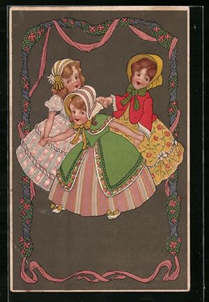 Bild des Verkufers fr Knstler-Ansichtskarte Meissner, Buch (M und B) Nr. 1376: Drei Mdchen tanzen Ringelreihen zum Verkauf von Bartko-Reher