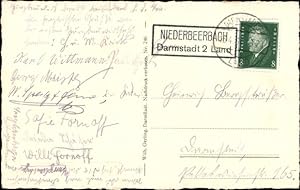 Ansichtskarte / Postkarte Landpoststempel Niederbeerbach Darmstadt 2 Land, Ruine Frankenstein an ...