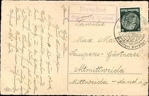 Ansichtskarte / Postkarte Landpoststempel Bernsdorf über Rochlitz Sachsen, Glückwunsch Neujahr, W...