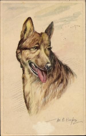 Künstler Ansichtskarte / Postkarte Cooper, M. B., Hundeportrait, Schäferhund