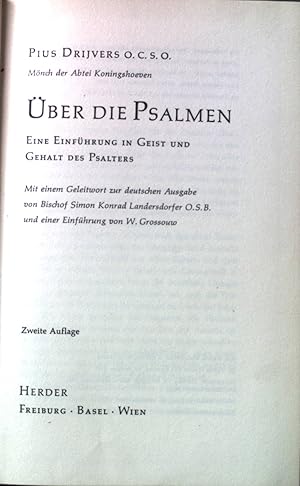 Imagen del vendedor de ber die Psalmen. Eine Einfhrung in Geist und Gehalt des Psalters. a la venta por books4less (Versandantiquariat Petra Gros GmbH & Co. KG)