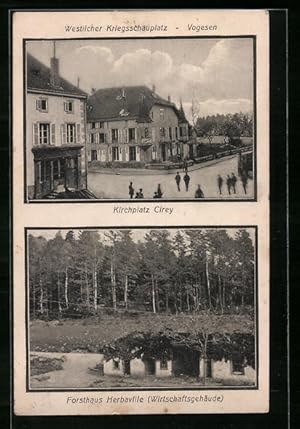 Carte postale Vogesen, Kirchplatz et Forsthaus Herbaville