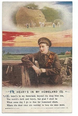 Militaria Military Theme My Heart's In The Homeland Vintage Postcard