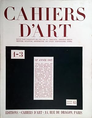 Bild des Verkufers fr CAHIERS D ART 1-3 12me anne 1937 zum Verkauf von Chlo et Denis Ozanne