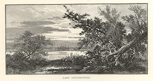 VIEW OF LAKE COUCHICHING ON GEORGIAN BAY AND THE MUSKOKA LAKES,Historical Picturesque Canada,1882...
