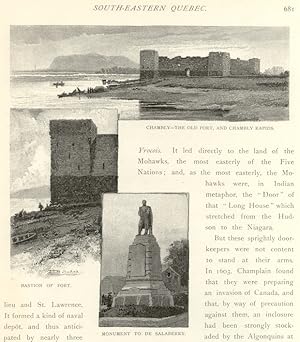 VIEW OF CHAMBLY THE OLD FORT AND CHAMBLY RAPIDS,RASTION OF FORT,MONUMENT TO SALABERRY,OLD CHURCH ...