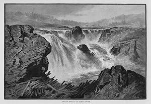 VIEW OF GRAND FALLS ON THE ST JOHN RIVER IN NEW BRUNSWICK,Historical Picturesque Canada,1882 print